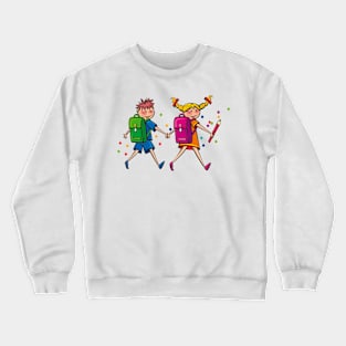 Back to school - school kids holding hands Crewneck Sweatshirt